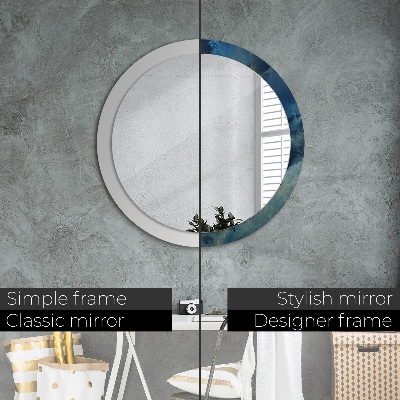 Round mirror printed frame Onyx marble