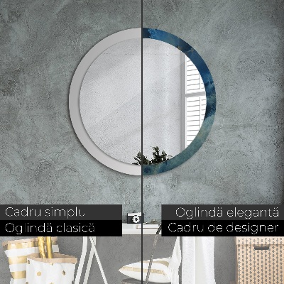 Round mirror printed frame Onyx marble