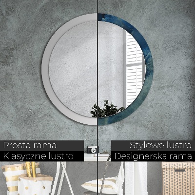 Round mirror printed frame Onyx marble