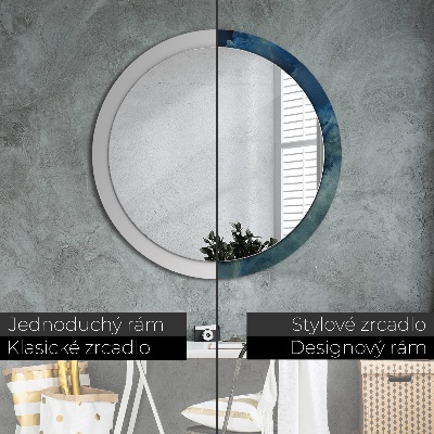 Round mirror printed frame Onyx marble