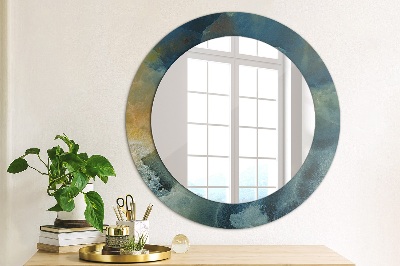 Round mirror printed frame Onyx marble