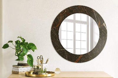 Round decorative wall mirror Brown marble