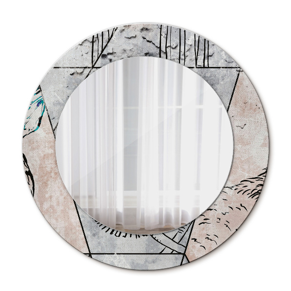 Round decorative wall mirror Animals abstract