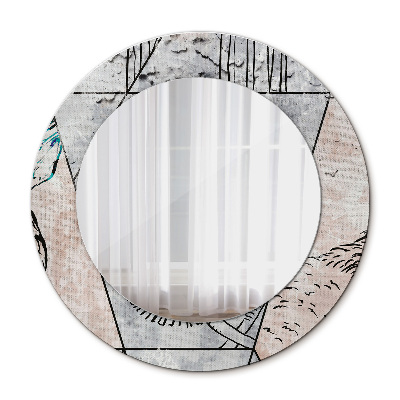 Round decorative wall mirror Animals abstract