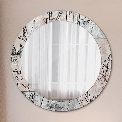 Round decorative wall mirror Animals abstract