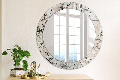 Round decorative wall mirror Animals abstract