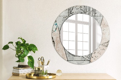 Round decorative wall mirror Animals abstract