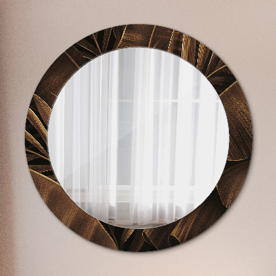 Round mirror decor Bronze banana leaves