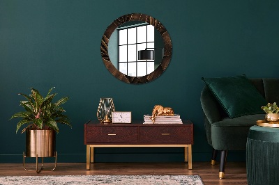 Round mirror decor Bronze banana leaves