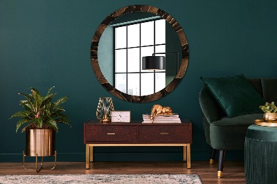 Round mirror decor Bronze banana leaves