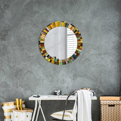 Round mirror printed frame Abstract radial design