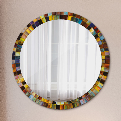 Round mirror printed frame Abstract radial design