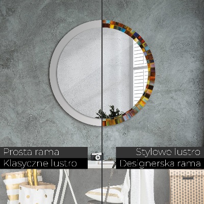 Round mirror printed frame Abstract radial design