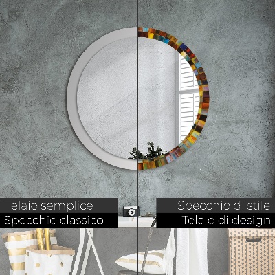 Round mirror printed frame Abstract radial design