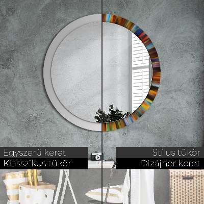 Round mirror printed frame Abstract radial design