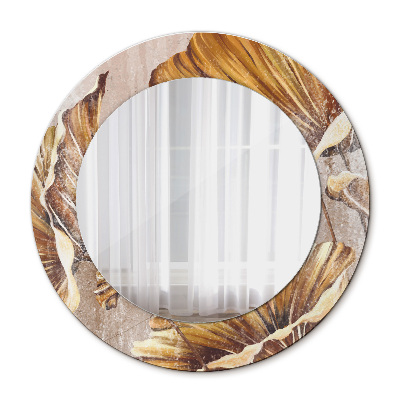 Round mirror decor Golden leaves