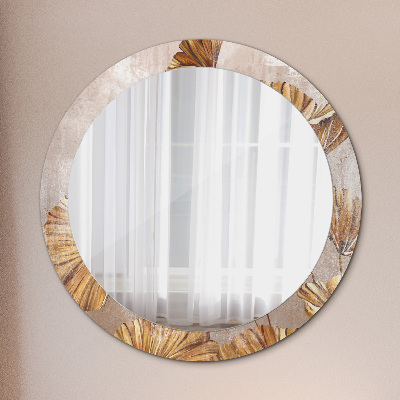 Round mirror decor Golden leaves