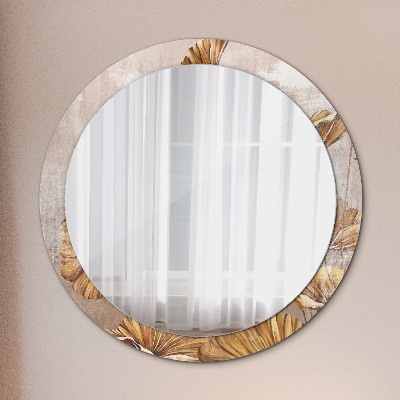 Round mirror decor Golden leaves