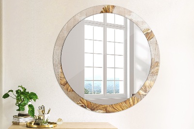 Round mirror decor Golden leaves