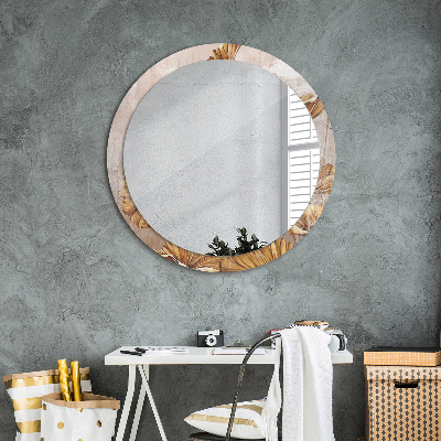 Round mirror decor Golden leaves