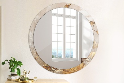 Round mirror decor Golden leaves