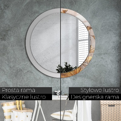 Round mirror decor Golden leaves