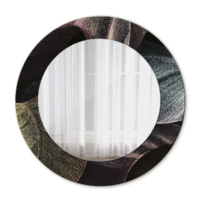 Round mirror decor Dark tropical leaves