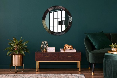 Round mirror decor Dark tropical leaves