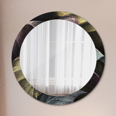 Round mirror decor Dark tropical leaves