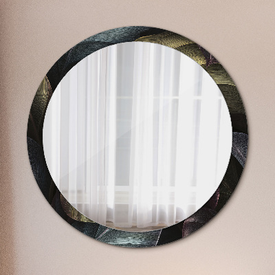 Round mirror decor Dark tropical leaves