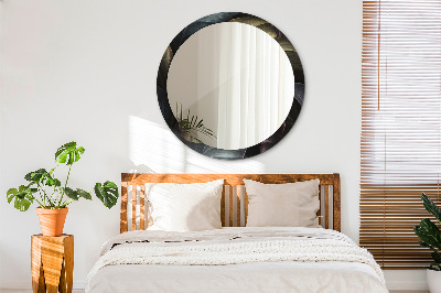 Round mirror decor Dark tropical leaves