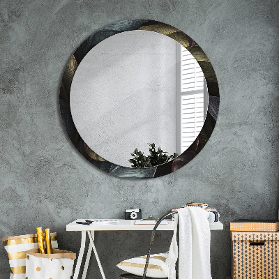 Round mirror decor Dark tropical leaves