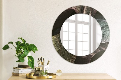 Round mirror decor Dark tropical leaves