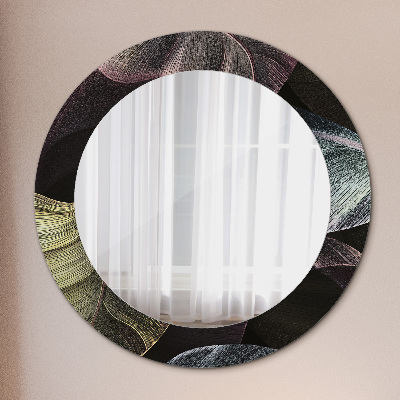 Round mirror decor Dark tropical leaves