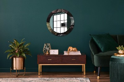 Round mirror decor Dark tropical leaves