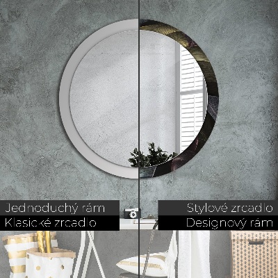 Round mirror decor Dark tropical leaves