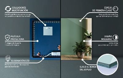 Decorative rectangular mirror with LED backlight