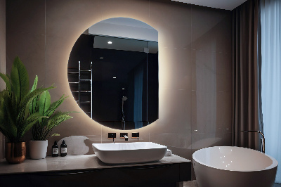 Half moon mirror with LED