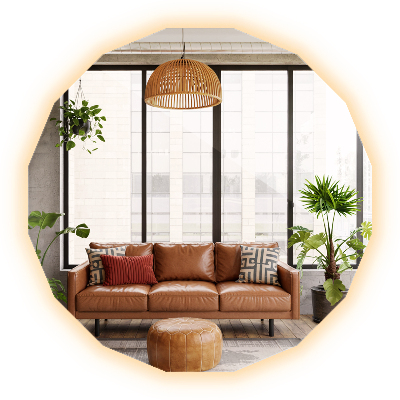 Geometric decorative mirror with LED lighting