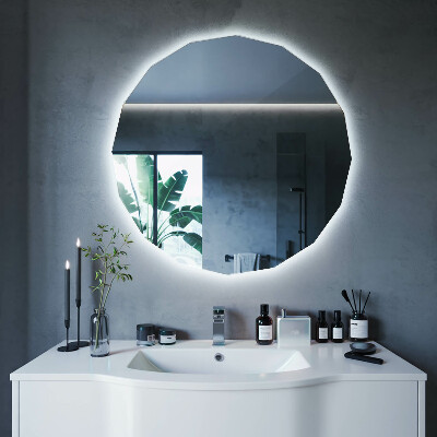 Geometric decorative mirror with LED lighting