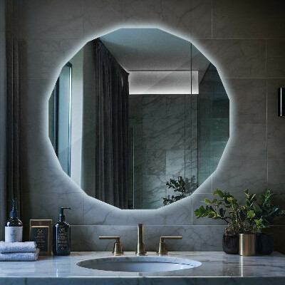 Geometric decorative mirror with LED lighting