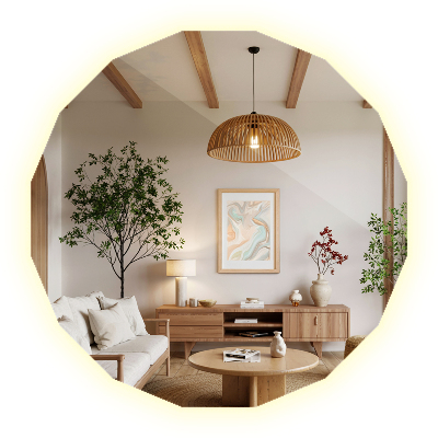 Geometric decorative mirror with LED lighting