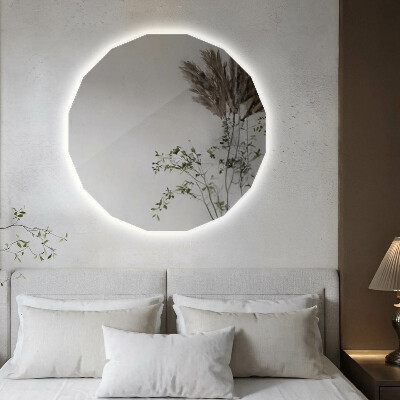 Geometric decorative mirror with LED lighting