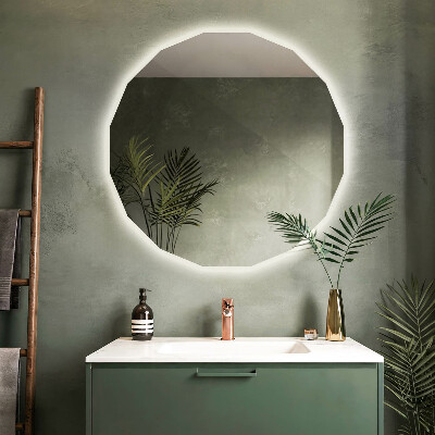 Geometric decorative mirror with LED lighting