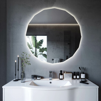 Geometric decorative mirror with LED lighting