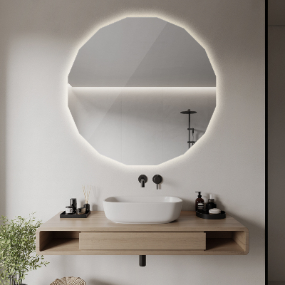 Geometric decorative mirror with LED lighting