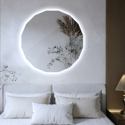 Geometric decorative mirror with LED lighting