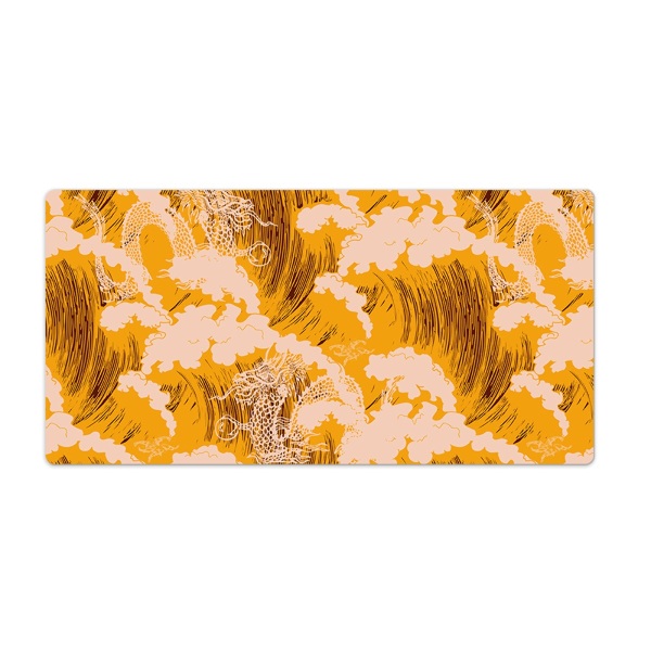 Desk mat Yellow Japanese waves