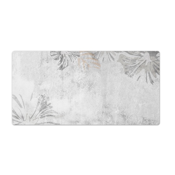 Full desk mat Gray concrete and flowers