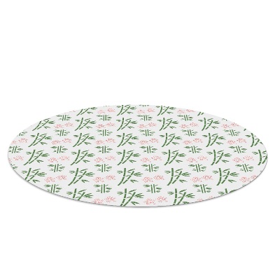 Round vinyl rug Bamboo and flowers